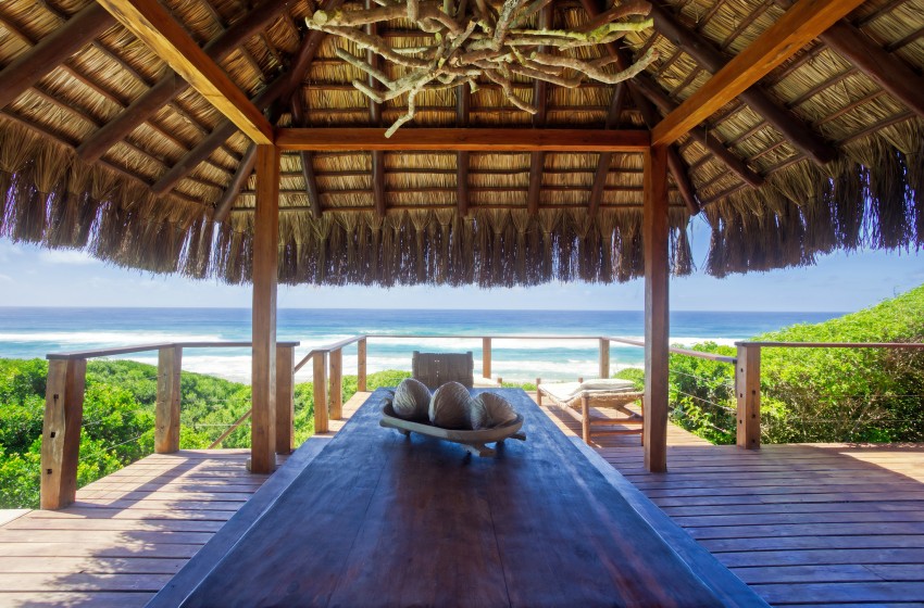 Gazebo overlooking the ocean at Aloha 6 in Ponta Mamoli
