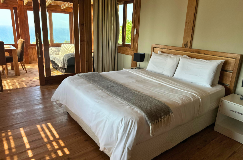 Sea view from main bedroom at Vila do Monte 10 in Ponta Mamoli