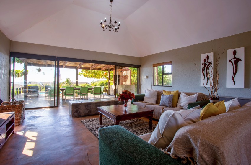 Interior living area at Baleia Azul 15 in Ponta Mamoli